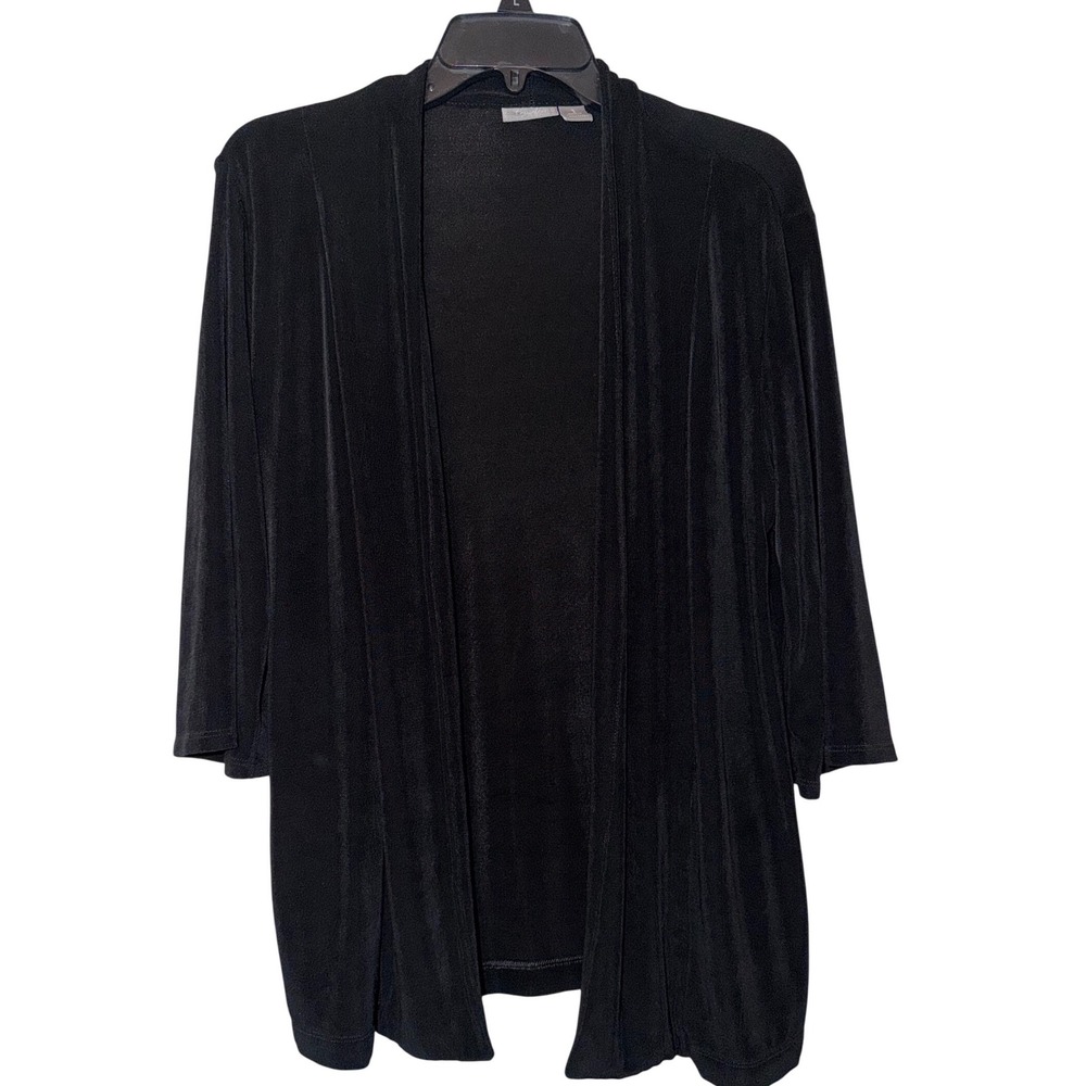 Travelers by Chico's Black‎ Open Front  knit wrap size 1